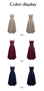 Robe longue trapèze à bretelles en trois coloris kaki, rouge et bleu avec détail dos lacé