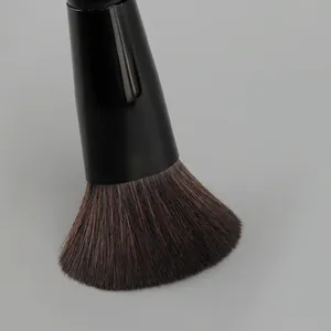 Dual-ended makeup brush with soft premium synthetic fibers and black matte handle for contouring