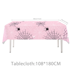 Pink spider web disposable tablecloth measuring 108x180cm for party decoration