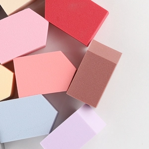 Multicolor non-latex makeup sponges in various geometric shapes for smooth application