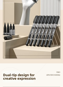 Dual-tip black permanent marker featuring fine and broad nibs for precise artistic drawing