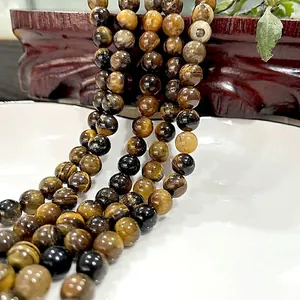 Natural Gemstone Round Beads Loose Spacer Beads For DIY Jewelry Making Bracelet Necklace Tiger Eye Rose Quartz Jasper