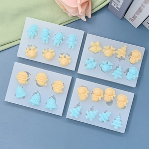 Christmas Silicone Mold Reindeer Snowman Tree Santa Claus Bell DIY Baking Fondant Resin Craft Tool Flexible Durable