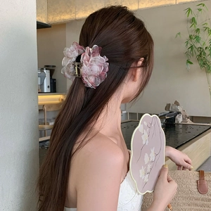 Grande Fermaglio Per Capelli A Fiore 3D Mesh Tessuto Stratificato Elegante Dolce Accessorio Per Capelli Per Donne Ragazze