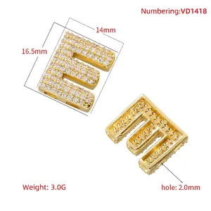Iced out gold letter E pendant with white cubic zirconia micro-pave setting