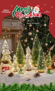 Miniatuur besneeuwde kerstbomen met warme LED-verlichting voor mooie tafeldecoraties