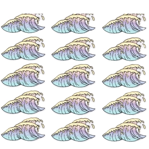 Ukiyo-e ocean wave embroidery patches in macaron colors arranged in a neat grid layout