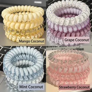 Spiral Telephone Wire Hair Ties Plastic Resin High Elasticity Traceless Hair Coils Korean Style For Women Girls