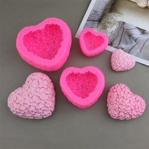 Heart Shaped 3D Flower Silicone Mold For Cake Mousse Fondant Candle DIY Handcraft Relief Baking Accessory
