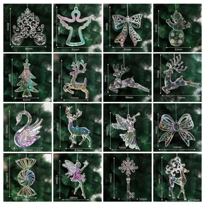 Iridescent acrylic Christmas ornaments set with varied sizes and holiday themed designs