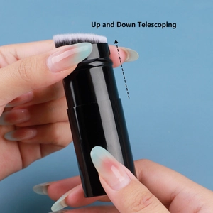 Portable telescoping foundation brush with soft nylon bristles for travel makeup tools