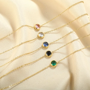 Braccialetti in acciaio inossidabile placcato oro 18K con zirconi colorati taglio rotondo