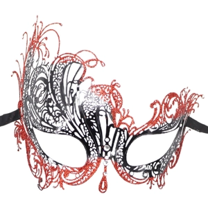 Venetian Masquerade Mask Laser Cut Hollow Out Glitter Rhinestone Half Face Eye Mask For Party Halloween Carnival Ribbon Tie