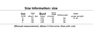 Detailed size chart for women's short bow jacket showing shoulder and bust measurements