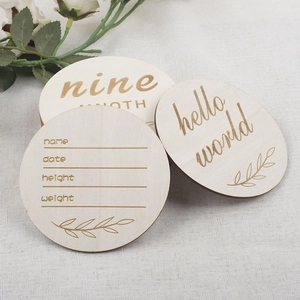 Lot de 12 cartes étapes bébé en bois avec signes hello world et neuf mois gravés