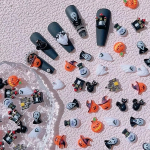 Halloween Nail Art Decorations 3D Resin Ghost Pumpkin Spooky Face Haunted House DIY Manicure Charms Accessories