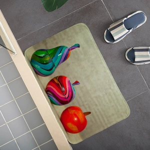 Colorful fruit shaped flannel bath mat with vibrant wave patterns for home decor