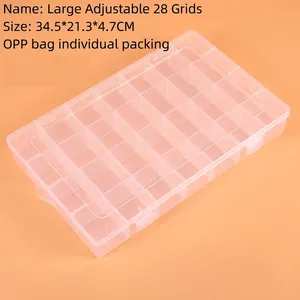 28-grid transparent storage box with removable dividers size 34.5x21.3x4.7cm
