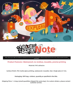 Waterproof PVC space explorer stickers featuring astronaut cats and ships for DIY decor