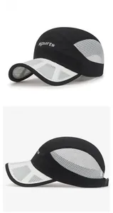 Detail of breathable mesh fabric and adjustable plastic strap on the sports cap