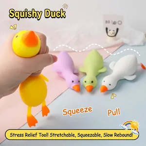 Cute slow-rebound duck squeeze toy set in four colors for stress relief and fun