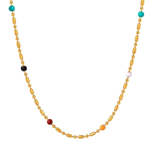 French style colorful handmade enamel beaded necklace in 18k gold-plated titanium steel