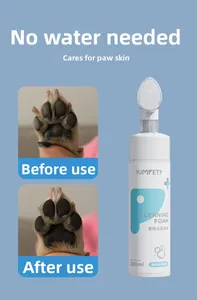 Close-up of silicone massage brush head on waterless paw cleaning foam for dogs and cats