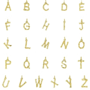 Ocean style gold bamboo texture 26 initial letter charm pendants set for bracelets