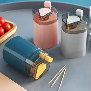 Automatic Toothpick Holder Pop Up Press Type Plastic Dustproof Container For Kitchen Dining Table Nordic Style Dispenser