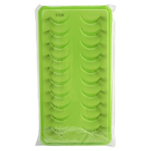 Detail view of AK31S natural false eyelashes in green tray packaging for makeup