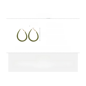 Detail showing olive green teardrop earrings with dimensions of 5cm by 4cm and 11.4g weight