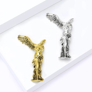 Ancient Greek Winged Victory of Samothrace goddess brooch pins in gold and silver finish