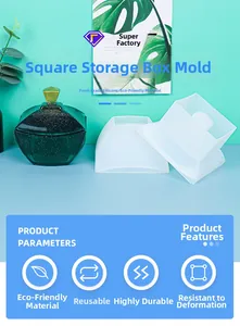 Vue détaillée du moule en silicone carré pour boîte de rangement avec résine époxy