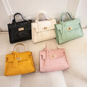 Cartoon Embossed Mini Handbag PU Leather Sweet Pattern Turn Lock Metal Chain Strap Single Handle Fashion Bag For Women