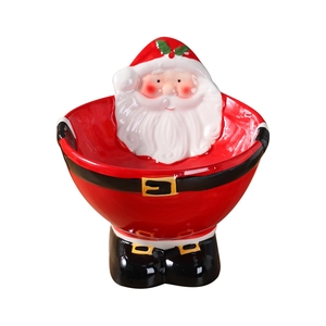 Christmas Santa Claus ceramic pet bowl with elevated stand for cats and small dogs
