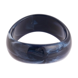 Polished blue and white marble acrylic bangle with minimalist geometric wide design