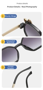 Details of kids sunglasses showing metal hinges, nose pads and ergonomic temples