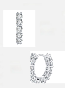 Detailed view of D Color VVS1 Moissanite 925 sterling silver hoop earrings with 3EX cut
