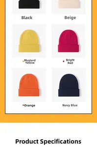 Dettaglio dei cappelli in maglia a costine che mostra sei colori e texture