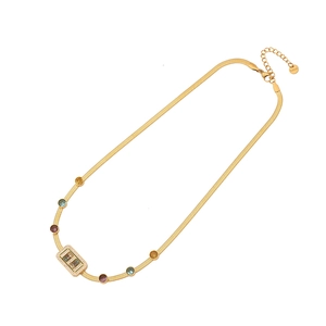 Collier chaîne serpent dorée en acier inoxydable avec pendentif zircon et cristaux