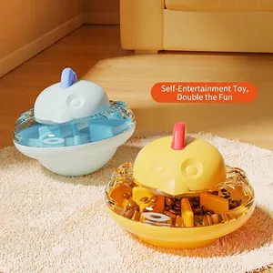 Cartoon Chick Pet Slow Feeder Puzzle Toy Tumbler Treat Dispenser ABS Plastic Interactive Food Dispensing For Cats And Dogs
