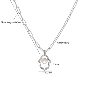 Collier main de Hamsa argenté avec pendentif œil et maille trombone tendance