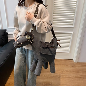 Creative donkey-shaped canvas crossbody bag for women with unique 3D animal design