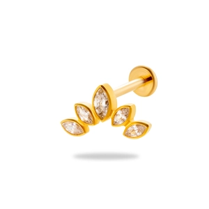 G23 titanium cartilage stud with golden marquise cubic zirconia crown setting