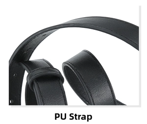Macro detail of black PU leather belt strap with neat stitching and smooth edges
