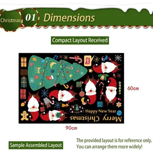 Christmas Santa Claus and decorated tree PVC window wall stickers for holiday shop decor