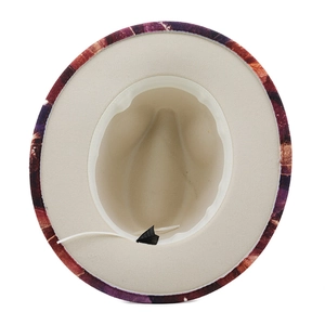 Detailed view of the fedora hat interior featuring digital print brim and sweatband