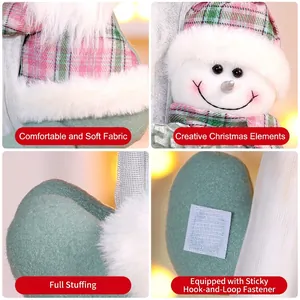 Christmas snowman plush curtain buckle with green hat and sticky velcro fastener
