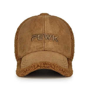 Winter Thick Warm Sherpa Suede Baseball Cap For Women Men Embroidered Letter Adjustable Fleece Trucker Hat Windproof Outdoor Cap