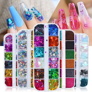 Holographic Nail Art Sequins Laser Gold Silver Heart Letter Shapes Glitter Flakes DIY Manicure Decoration For Women